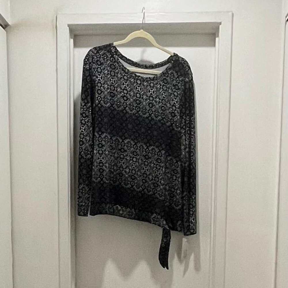 Croft & Barrow Sz. PXL Black/Brown/White Blouse